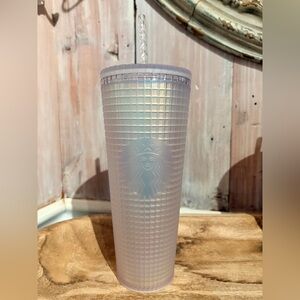 Starbucks White Iridescent Grid Tumbler